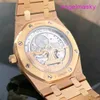 AP Wristwatch pour les dames Royal Oak Series 15202or Mens Watch Blue Disc 18K Rose Gold Business Loissine Automatic Mécanical Watch Date 39 mm Set complet