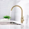 Kitchen Faucets Brushed Gold Top Quality Sink Faucet Lead-free All Brass Rotatable Copper Cold And Mixer