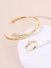 Necklace Earrings Set 1 Of 14K Gold Plated Copper Europe And America Fashion Simple Temperament INS Tide Bracelet Ring