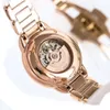 Élégance en acier d'élégance Fritillary Hollow Watch Moon Phase Automatique mécanique Lumière Luxury Watch Fashion Sports Quartz Femme Watch 184602