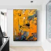 Large Yellow Abstract Oil Painting On Canvas Hand Painted Orange Abstract Canvas Painting Contemporary Art Modern Abstract Wall Art For Living Room Home Decor