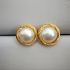 Bolzenohrringe 925 Sliver Big Pearl Ohrring Barock Süßwasser für Frauen Party Hochzeitsgeschenk Fein Schmuck Handgefertigt