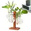 Vasen Pflanzen -Terrarium mit Holzständer Glassplanter Glühbirnen Vase Hydrokroponik Lufthalter für Gartentischtop Home Dekoration