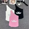 Women's new design candy color single shoulder knitted logo embroidery slim waist tanks camis SML