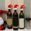 Party Decoration 30 st mini Santa Hats Wine flaskor täcker Silverware Holder Hem Juldekor Lollipop Candy Cup Covers