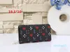 Zippy Long Style Wallet Womens Leather Card Holders Coin Purses Women Designer Classic Flower Credit Cards dragkedja Plånböcker Kopplingsväska