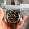 Bekijkt Parnis GMT Pilot Vintage Automatic Watch voor mannen 316L roestvrijstalen lederen band Glass Back ST2557 Movement Sports Watches