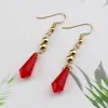 Boucles d'oreilles cerceaux Tassel en cristal rouge romantique pour la personnalité de la personnalité de l'eau Drop Clips d'oreille Souces Cosplay Party Bijoux Cadeaux