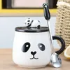 Mokken keramische mok met deksel cartoon panda patroon koffiekop melk huisdecor drinken drink drink keuken gebruiksvoorwerpen ambachten geschenken