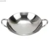 Pans 24/26CM Wok pot stainless steel household grille pot with double handle Chinese cooking frying pan gas potL2403