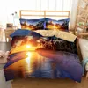 Bedding Sets Print Hawaiian Scenery Set Sea Wave Sunrise Duvet Cover With Pillowcase Microfiber Fabric Dekbed Overtrek Bed