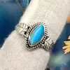 Clusterringen Huitan Zie Blue Marquise Stone Women Rings Exquisite Leaf Rings Temperament Elegante Ladys Accessories For Party Vintage Jewelry240408