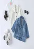 Meninas meninos crianças caia jeans jacket jacket infantil039s bebê jeans outwear primavera outono de algodão desenho animado roupas estampadas brancas blue8438105