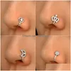 Nose Rings & Studs Creative Non-Perforated U-Shaped Clip Ring Copper Inlaid Zircon Star Love Crown Pierced Piercing Drop Delivery Jew Dh0Ev