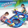 Baby Bath Toys Water Way Toys For Kids 57 PCS DIY Water Park Playset Buildblock Toy On Table Beach Pool Lawn Backyard Waterway med 2 båtar L48