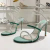 Rene Caovilla High Heel Rhinestone Stileetto Sandals Snake Strass 95mm Red Cleo Wedding Inveingn Shoes Lown's Raparound Designer Shoes Part T5NJ＃