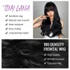 TINY LANA Natural Black Long Wavy Synthetic Wig with Bangs for Women Body Wave Dark Brown Wigs Cosplay Daily Hair Heat Resistant 240402