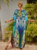 Long Caftans à imprimer des caftans pour femmes Cover Up Beach Beach Maxi Robe Abaya Tenues Boho Clothes