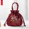 Evening Bags Small Women Bucket Bag Top Handle Ladies Handbag Phone Bag Summer Purse National Style Embroidered Flower Pattern Drstring Bag