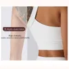 Lu lu yoga beha dames sport sexy een schoudergym bijgesneden bh naadloos fiess tanktop schokbestendig met pad kleding citroenvest zomer tops