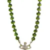 Designer viviane westwood Jewelry Western Empress Dowager Green Beads Light Luxury Fashion Ol Sense Ins Cool Wind Necklace Accessories Green Beads Collar Chain