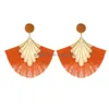 Dangle & Chandelier New Bohemia Fan Shaped Tassel Earrings For Women Exaggerated Big Statement Fringed Vintage Drop Delivery Jewelry Dhgoc