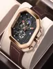 Relógios de pulso Lige Fashion Square Dial Leather Mens relógios esportes de luxo relógio à prova d'água Man Cronógrafo Quartz Relógios Mont4056337