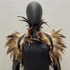 Scarves Feather Shrug Shawl Gothic Punk Cape Natural Women Halloween Cosplay Stage Show Costume