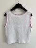 Women's Tanks & Camis Designer Brand 24 Spring/summer New Product Small Fragrant Wind Hollow White Knitted Tank Top for Women 9BO9