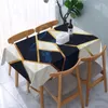 Table Cloth Waterproof Navy Gold Stone Geometric Marble Texture Tablecloth Backing Elastic Edge Covers Modern Abstract