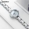 2023 Sinobi 2022New Women Watches Flower Stampa Diamond Black/White Small Dial elegante Giappone importato Bracciale in quarzo Orologi Ladies Watch