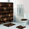 Douchegordijnen 3d vintage bibliotheekboek boekenplank gordijn set voor badkamer magie matten tapijten toilet home decor