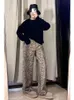 Jeans femminile americano retrò ad alta vita dritta hip-hop leoparde pantaloni 2024 Summer Casual Y2K Grunge Street Denim Parente