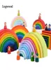 Grande Tamanho Rainbow Stacker Block Block Brinquedos para crianças Montessori Educational Ilumlen Train7967835