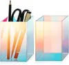 Opslagboxen kleurrijke acryl make -upborstels transparante penhouder cup cosmetische borstel briefpapier bureaubladbox -benodigdheden