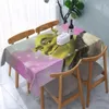 Сторонная ткань прямоугольные водонепроницаемые нефтяные Shrek Smile Smile Tablecloth Elastic Edge Covers 40 "-44" подходит