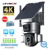 Câmeras LS VISÃO 4K 4G Câmera solar sem fio 8MP WiFi Lente dupla 4x 10x Zoom óptico com painel solar Rastreamento humanóide PTZ Security Cam