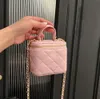 Omuz Mini Kozmetik Çantalar Tote Çanta Pembe Makyaj Kaliteli Tuvalet Çanta Depolama Çanta Kılıfları Zincir Omuz Kayışı Crossbody Cüzdan Cüzdan Cüzdan