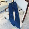 Damesjeans Y2K High Street Skinny Taille Flar La Vared Pants 2024 Lente zomer Vintage Blue Slim Fit Harajuku Denim Trouser