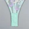 Flower Hafdery Kobiety bieliznę seksowne stanik stanik trzyczęściowy zestaw zobacz przez siatkowe zestawy