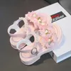 Slipper Girls Flowers Sandals Kids Sweet Princess Shoes для вечеринки свадебные детские кожа