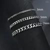 Link Bracelets 2024 Trendy Cuban Chain Men Bracelet Classic Stainless Steel 3/5/7mm Width For Women Jewelry Gift