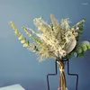 Decorative Flowers Simulated Plant Restaurant Decoration Green Leaves Eucalyptus With Grass Flower Arrangement Small