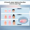 Sisful 270 stycken B-nagel Frence Tip Press On Nails Kit med gelélimkranar, medelstor kista, medelstora mandel, kort fyrkant