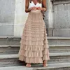 Skirts Women's Summer Long Skirt Layered Ruffles Design Elegant Maxi Office Women Commuting Party Attire Autumn