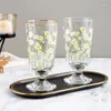 Wine Glasses JOYLOVE Korean Phnom Penh Small Daisy Goblet French Tulip Short-footed Glass Ins Red Cup Cute