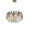 Lustres post moderne cleargrey feuille cristal lustre rond