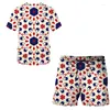 Herrspår 2024 Japansk stil 3D -tryck Svettdräkt 2 -stycken Set män Kort ärm T Shirt Beach Shorts Casual Tshirt kläder