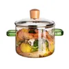 Bols 1.6 L MAISON Souple en verre résistant à la chaleur Porridge Pot Pot Micro-ondes Fire Chauffage Transparent Bol de cuisine outils de cuisson