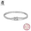 ORSA JEWELS 925 STERLING SILVER TENIS BRACELET BANGLES FOR WOMEN CUBICジルコンファインジュエリーアニバーサリーギフトSB94 240318